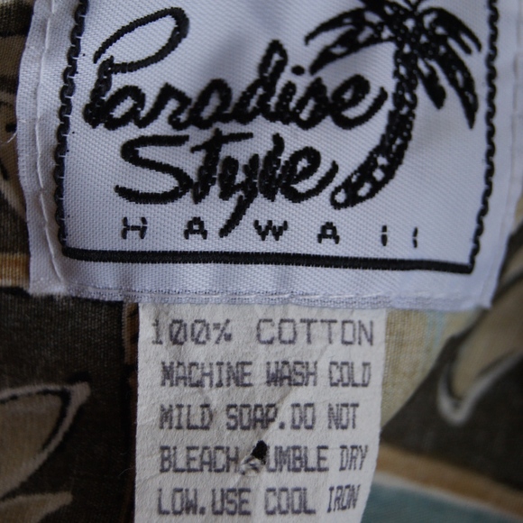 Paradise Style Hawaiian Shirt Brown and Blue Aloha - Picture 5 of 5